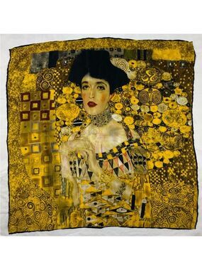 Gustav Klimt 1907 Adele Bloch-Bauer Art Print Scarf Gold Portrait Square 20”